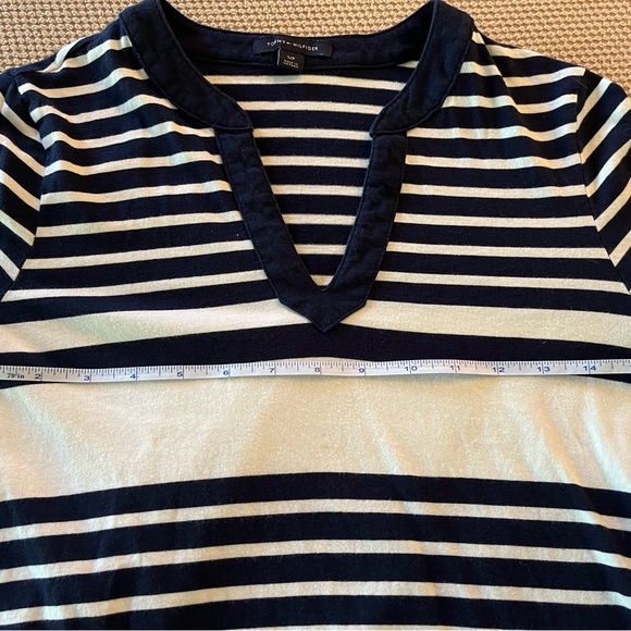 Tommy Hilfiger Women’s Navy & White Striped 3/4 Sleeve T Small - Picture 4 of 5